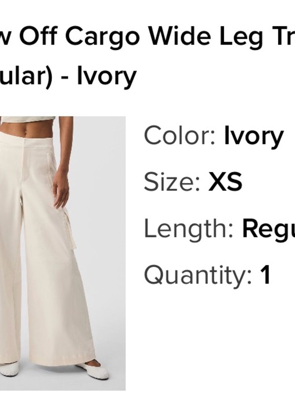 ALO Yoga Ivory Wide-Leg Cargo Pants